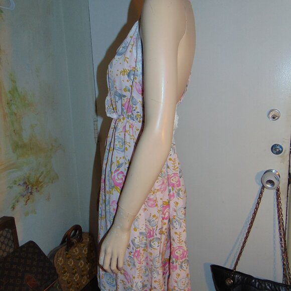 Studio 38 LA Floral Slip Dress Pink Coquette Prairie Cottagecore Mini 6 Medium - Picture 5 of 12